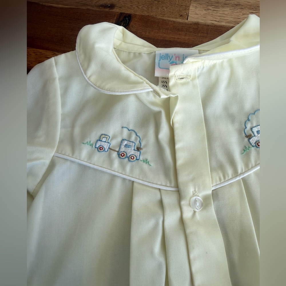 Vintage Jelly 'n Jam Cream Train Baby Romper
